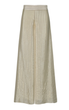 Johanna Ortiz Woven Power Metallic Silk Wide-leg Pants In Ivory