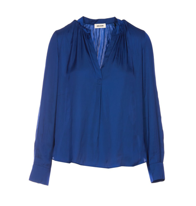 Zadig & Voltaire Tink Satin Blouse In Blue