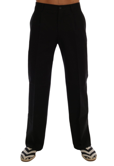 Dolce & Gabbana Black Men Straight Trouser Cotton Trousers