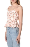 Wayf Escape Print Tie Strap Peplum Camisole In Ivory Roses