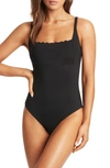 Sea Level Scalloped Square Neck One-piece Swimsuit In Black