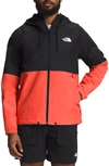 The North Face Antora Waterproof Hooded Rain Jacket In Tnf Black/ Retro Orange