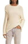 R13 Boxy Paint Splatter Rolled Edge Sweater In Natural With Paint Splatter