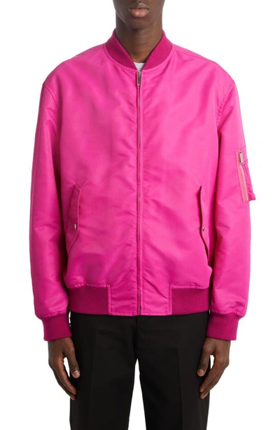 Valentino Nylon Bomber Jacket In Pink ModeSens