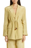Ganni Bead-embellished Crinkled Taffeta Blazer In Leek Green