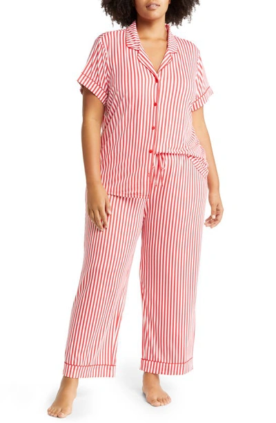 Nordstrom Moonlight Crop Pajamas In Red Lollipop Ticking Stripe