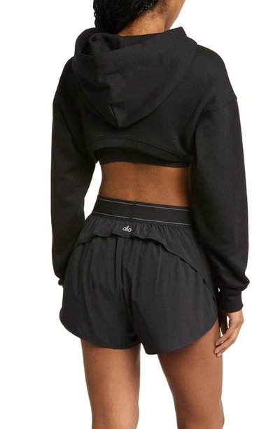 Alo Yoga Shrug It Off Crop Fleece Hoodie In Black | ModeSens