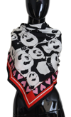 DOLCE & GABBANA DOLCE & GABBANA MULTICOLOR PANDA PRINT SILK SHAWL WRAP MEN'S SCARF