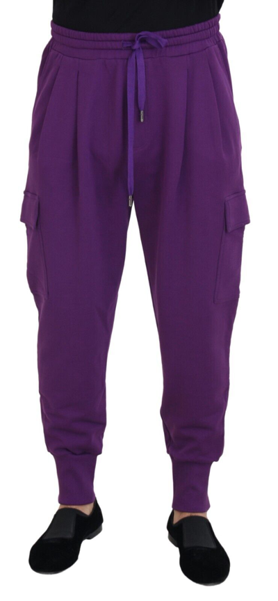 Dolce & Gabbana Purple Cotton Cargo Sweatpants Jogging Pants