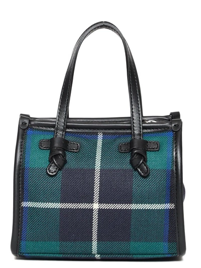 Gianni Chiarini Blue Tartan Pattern Mini Shopper