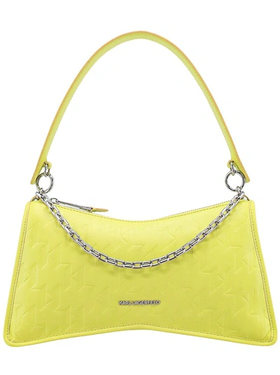 KARL LAGERFELD YELLOW RECYCLED MATERIAL SHOULDER BAG,3874a514-ee70-79b7-0066-3d8a540ddc91