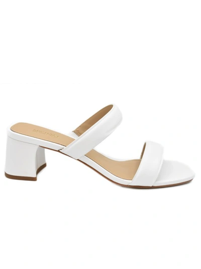 Michael Kors Jules Mid Sandals In White Leather