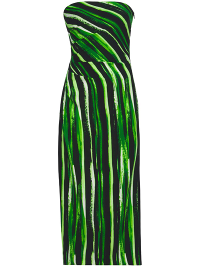 Proenza Schouler Schulterfreies Kleid Mit Grafischem Print In Green