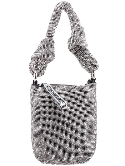 Karl Lagerfeld All-over Rhinestones Handbag In Grey