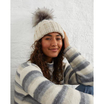 Upwest Cozy Cable Beanie In Beige