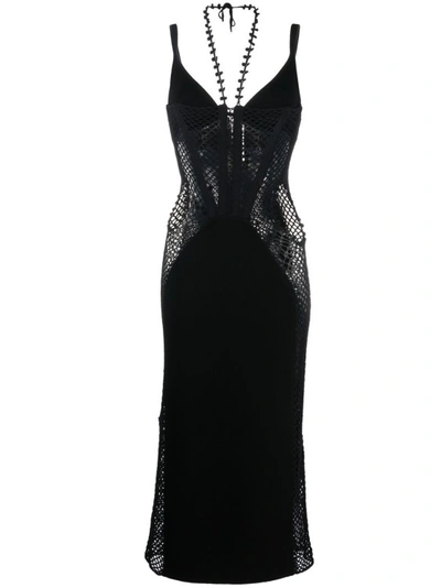 Dion Lee 'asymmetric Crochet' Dress In Black