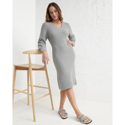 Upwest Boucle Midi Sweater Dress In Grey