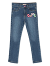 BILLIEBLUSH EMBROIDERED-PATCH COTTON JEANS