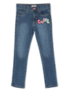 Billieblush Embroidered-patch Cotton Jeans In Blue