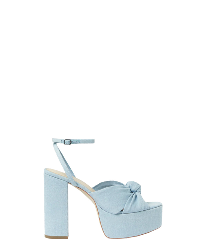 Loeffler Randall Roz Knot Platform Ankle-strap Sandals In Blue