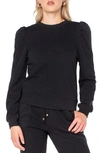 Rachel Rachel Roy Ella Puff Shoulder Pullover Sweatshirt In Jet Black