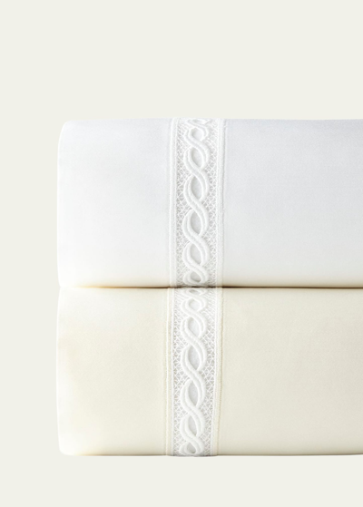 Sferra Millesimo Standard Lace Sateen Pillowcase Pair In White