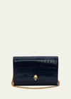 Alexander Mcqueen Navy Croc Small Skull Bag In Navy