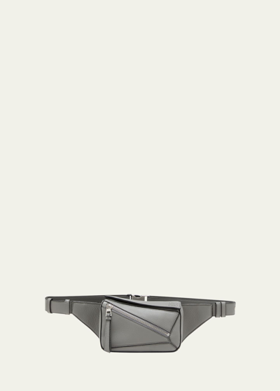 Loewe Mini Leather Puzzle Belt Bag In Grey