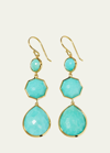 Ippolita 18k Yellow Gold Rock Candy Turquoise Triple Drop Earrings In Turquoise