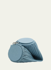 Loewe X Paula's Ibiza Bracelet Pouch In Pleated Napa Leather With Leather Strap In Dusty Blue