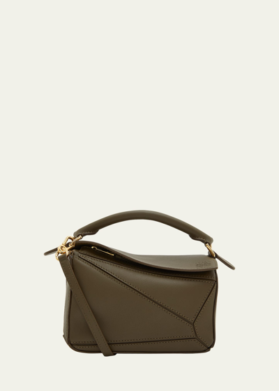 Loewe Puzzle Mini Classic Satchel Bag In Dark_khaki_green