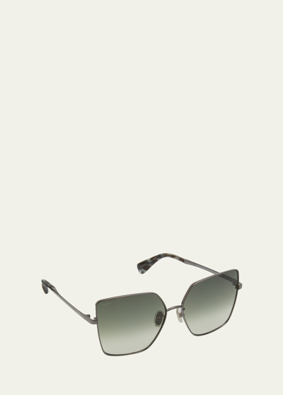 Max Mara Tonal Metal Butterfly Sunglasses In Gunmetal Gray