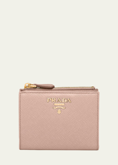 Prada Small Saffiano Leather Wallet In Powder Pink
