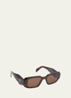 Prada Men's Rectangle Acetate Logo Sunglasses In Drk Trt
