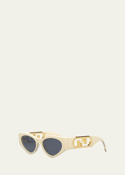 Fendi Ff Cutout Oval Acetate Sunglasses In Gold