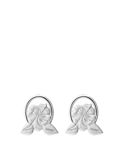Tane México 1942 Bordados Flower Earrings In Silver