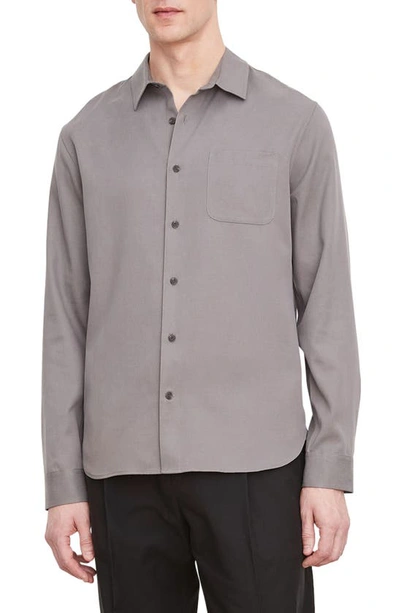 Vince Vacation Long Sleeve Button Front Shirt In Light Pewter