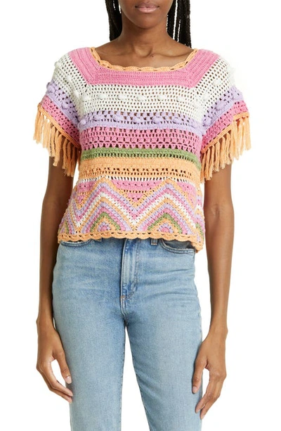 Ramy Brook Kaya Short Sleeve Top In Summer Rainbow