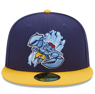 New Era Men's  Blue, Yellow Lakewood Blueclaws Marvel X Minor League 59fifty Fitted Hat In Blue,yellow