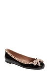 Valentino Garavani Black Studded Round Toe Flats