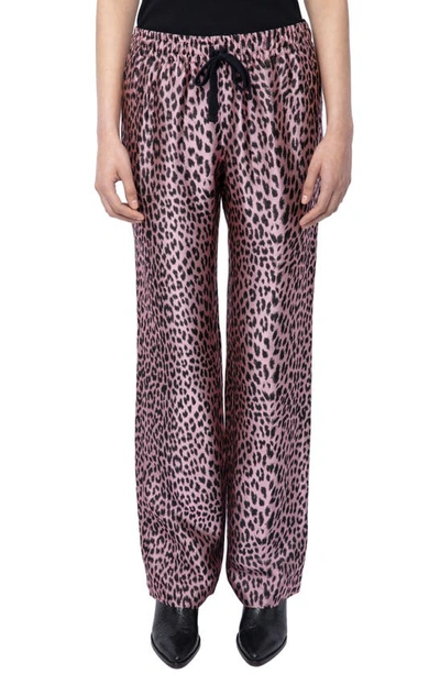 Zadig & Voltaire Pomy Leopard Jacquard Trousers In Rose
