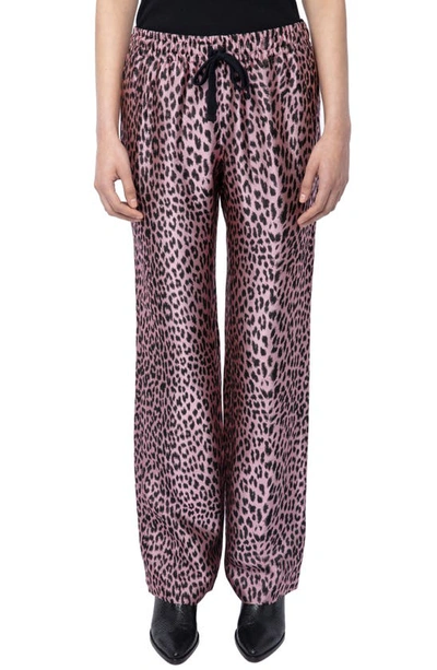 Zadig & Voltaire Pomy Leopard Jacquard Trousers In Rose Leo