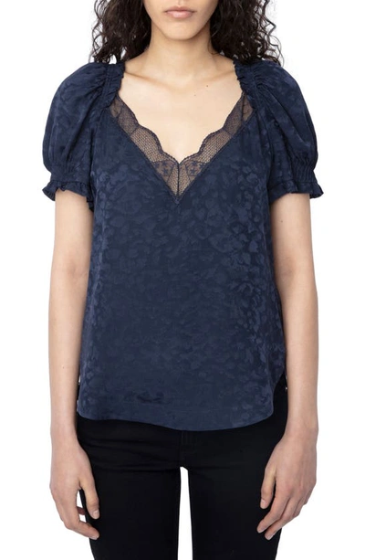 Zadig & Voltaire Tasty Leopard Jacquard Blouse In Encre