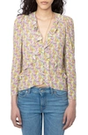 ZADIG & VOLTAIRE TRESSE LIBERTY WINGS RUFFLE BUTTON FRONT BLOUSE