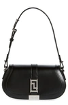 Versace Mini Greca Goddess Leather Shoulder Bag In Black/ Palladium