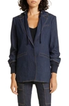 Cinq À Sept Cheyenne Love Letter Embellished Denim Blazer In Indigo
