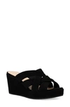 Pelle Moda Wilona Platform Wedge Slide Sandal In Black