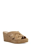 Pelle Moda Wilona Platform Wedge Slide Sandal In Latte