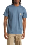 Carhartt Logo Pocket T-shirt In Storm Blue