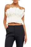Endless Rose Sheen Ruffledcrop Camisole In White